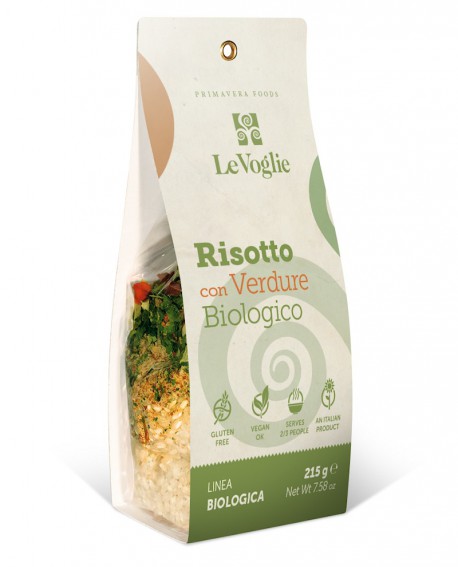 Risotto con Verdure Biologico senza glutine - 215g linea gourmet - Le Voglie - Primavera Foods