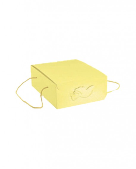 Segreto con cordini giallo stampa colomba 21x27x12 - n. 20 pezzi - Cesteria M.B. Service