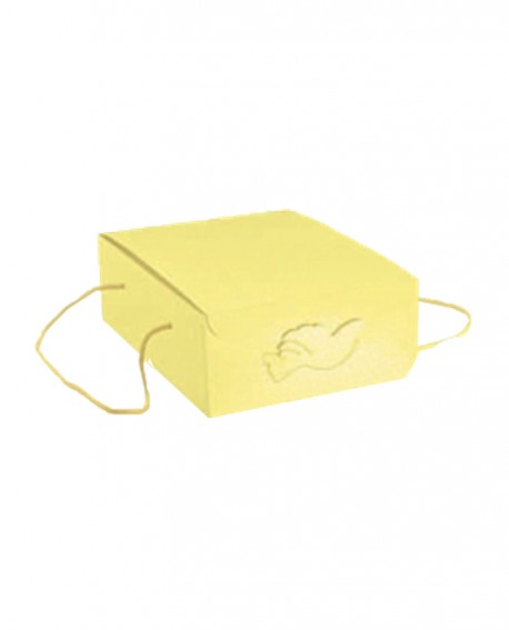 Segreto con cordini giallo stampa colomba 22,5x29,5x13 - n. 20 pezzi - Cesteria M.B. Service