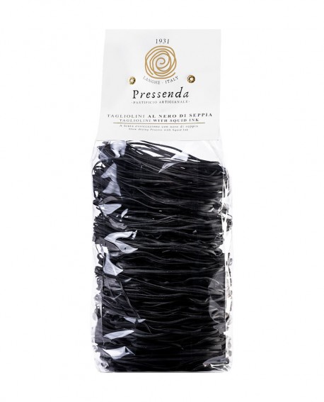 Tagliolini al Nero di Seppia - Tajarin di Langa - 500g in busta - pasta di semola di grano duro - Pressenda pastificio artigiana